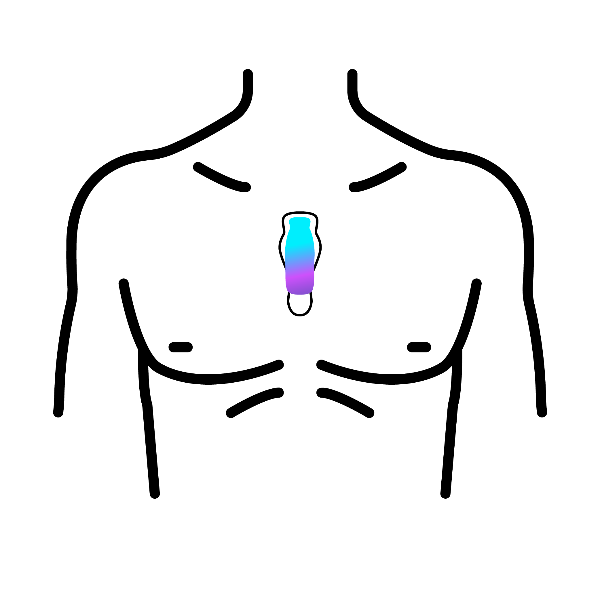 Symbol, das ein kleines, wasserdichtes tragbares Gerät darstellt, das die Herzaktivität nachverfolgt.